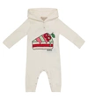 GUCCI BABY HOODED STRETCH-COTTON ONESIE,P00584476