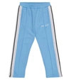 Palm Angels Kids Light Blue And White Classic Track Pant In Blue