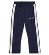 Palm Angels Kids' Blue Technical Fabric Trousers With Logo Print