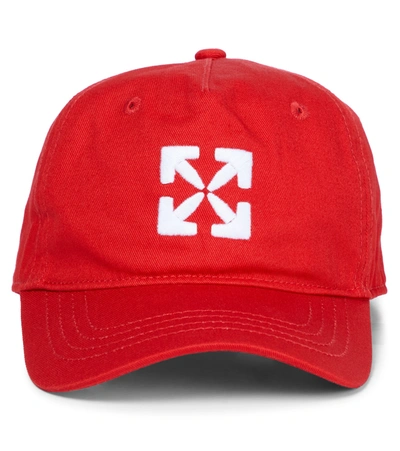Off-white Kids' Girl's Arrow Cotton-blend Baseball Cap In Red