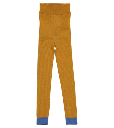 Paade Mode Kids' Knitted Seamless Leggings Traveller Brown In Yellow