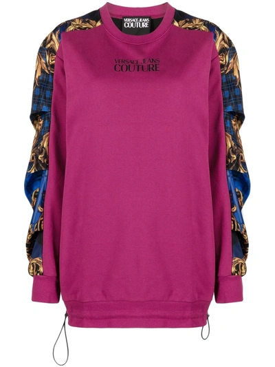Versace Jeans Couture Tartan Baroque-print Sweatshirt In Rosa