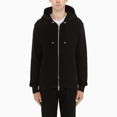 BALMAIN BLACK ZIPPED HOODIE,WH1JR010B141-J-BALMA-0PA