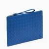Bottega Veneta Cobalt Blue Intrecciato Medium Pouch In Blue