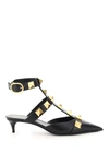 Valentino Garavani Roman Stud 40 Leather Pumps In Black
