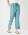 Ann Taylor The Easy Straight Ankle Pant In Linen Blend In Winter Surf