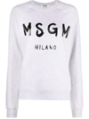 Msgm Logo-print Crew Neck Sweatshirt In Grey