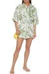 ZIMMERMANN EMPIRE UTILITY TIE-FRONT PRINTED LINEN PLAYSUIT,3074457345626339863