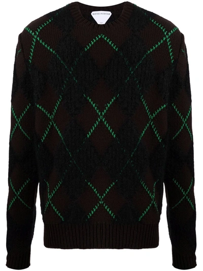 Bottega Veneta Rhombus Patterned Crewneck Sweater In Fondente
