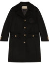 Gucci Double G Embroidered Button-front Coat In Schwarz