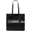 Comme Des Garçons Logo Leather Tote Bag In Black