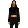 Givenchy Cropped Embellished Crushed-velvet Hoodie In 001 Black
