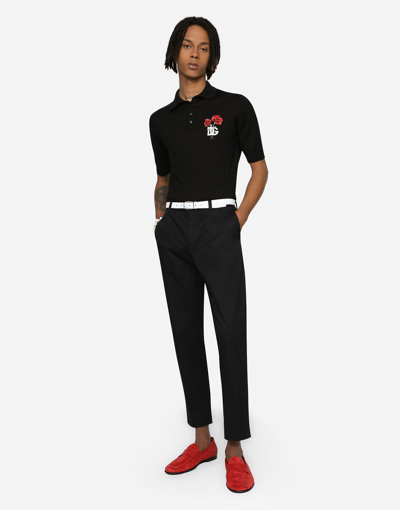 Dolce & Gabbana Stretch Cotton Pants In Black