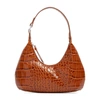 By Far Baby Amber Circular Croco Shoulder Bag In Brown