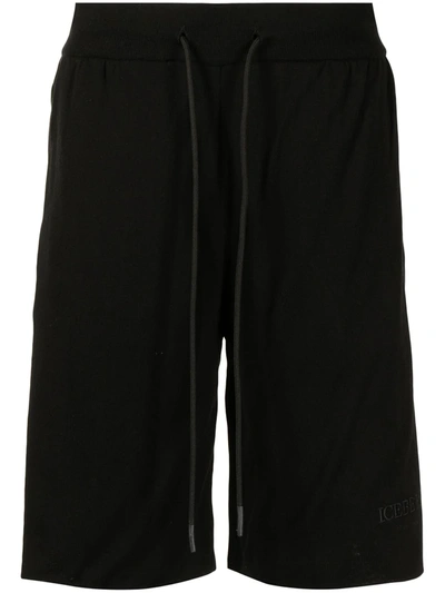 Iceberg Drawstring-waist Track Shorts In Schwarz