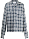 Rhude Check Print Camp Shirt Grey And Blue In Blau