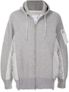 Sacai Panelled Hoodie In Grey