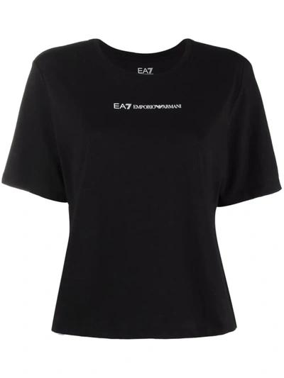 Ea7 Logo-print Cotton T-shirt In Schwarz