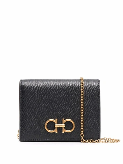 Ferragamo Gancini Leather Mini Bag In Black