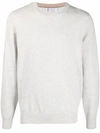 Brunello Cucinelli Light Grey Virgin Wool And Cashmere Jumper In Grey