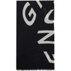 GIVENCHY BLACK SILK CHEVRON LOGO SCARF