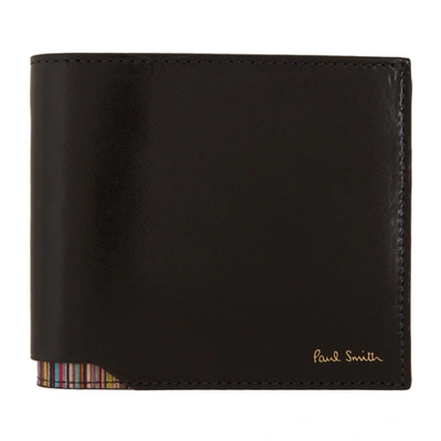Paul Smith Leather Signature Stripe Corner Wallet In Black