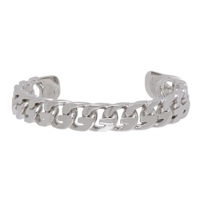 Givenchy Silver G Chain Open Bangle Bracelet In Silber