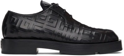 Givenchy Logo Embossed Squared Derby Shoes In Black