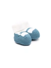Little Bear Knitted Button-detail Slippers In Blue