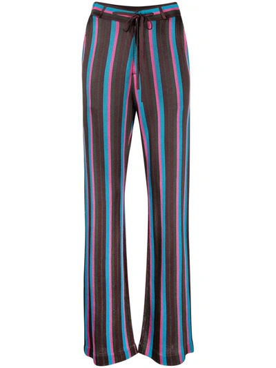 Karl Lagerfeld Striped Knit Trousers In Blue