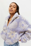 Urban Outfitters Uo Olivia Printed Sherpa Jacket In Blue Multi