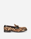 DOLCE & GABBANA LEOPARD-PRINT PONY HAIR LOAFERS WITH BRANDED PLATE