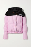 VERSACE HOODED QUILTED SHELL DOWN JACKET