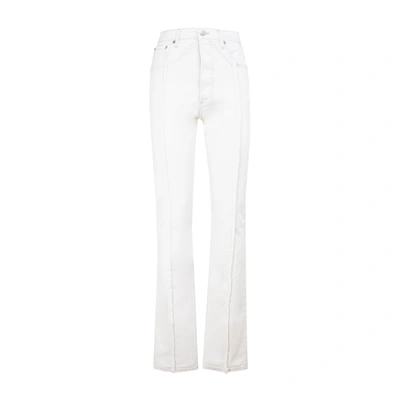 Maison Margiela Cotton Jeans With Fringed Seam Detail In White