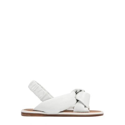 Miu Miu Padded Mordoré Nappa Leather Flat Sandals In White