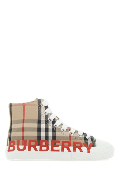 Burberry Kids' Mini Larkhall Logo Check High Top Sneaker In Beige