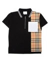 BURBERRY BURBERRY KIDS VINTAGE CHECK PANEL POLO SHIRT