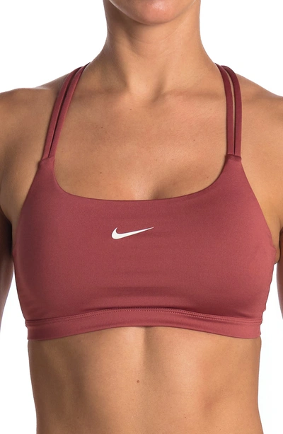Nike Indy Strappy Sports Bra In Canyon Rust/white