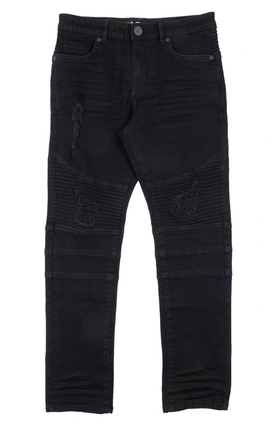 X-ray Kids' Moto Distressed Fashion Jeans In Jet Black