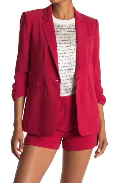 Cinq À Sept Khloe Ruched Sleeve Blazer In Cherry