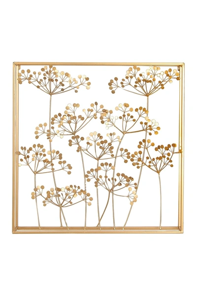 Willow Row Goldtone Metal Floral Wall Decor With Frame