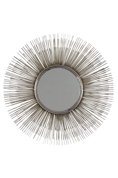 Willow Row Large Round Silver Metal Starburst Mirror Wall Decor