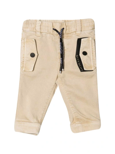 Givenchy Kids Logo Trim Drawstring Shorts In Beige