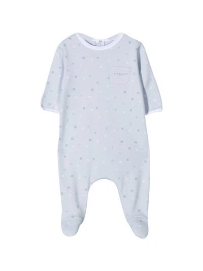Givenchy Babies' Kid's Logo-print Cotton Footie Pajamas In Light Blue