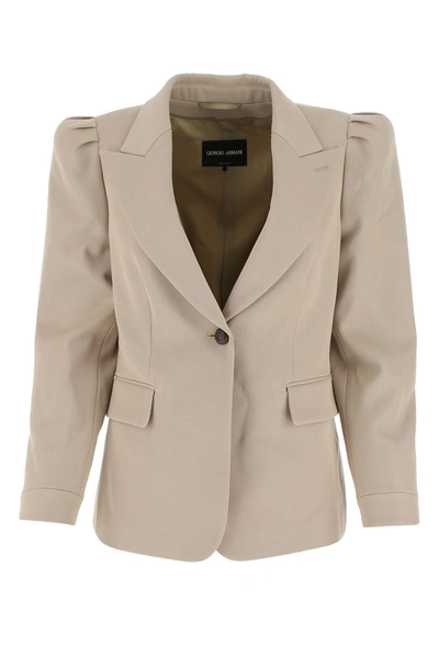 Giorgio Armani Padded-shoulders Fitted Blazer In Neutrals