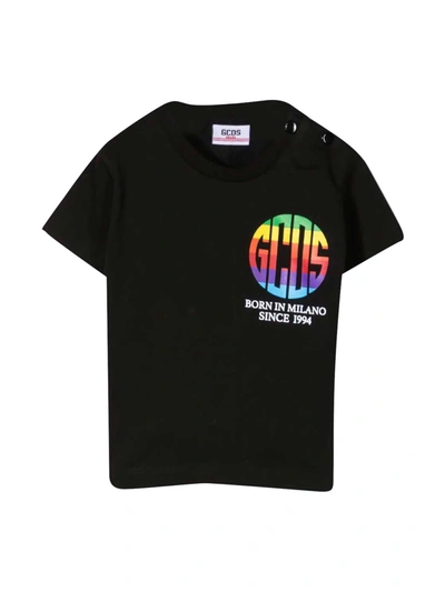 Gcds Babies' Logo-print Cotton T-shirt In 黑色