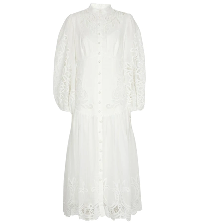Zimmermann Mae Lace-trimmed Midi Dress In White