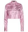 DOLCE & GABBANA CROPPED LAMINATED SHIRT JACKET,P00574874