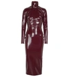 ALEX PERRY ADAMS VINYL HIGH-NECK MIDI DRESS,P00575445