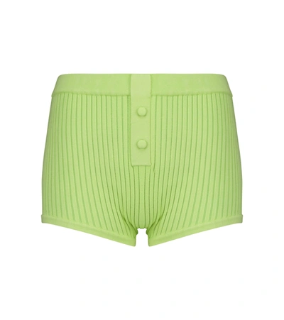 Live The Process Ione Ribbed-knit Shorts In Green